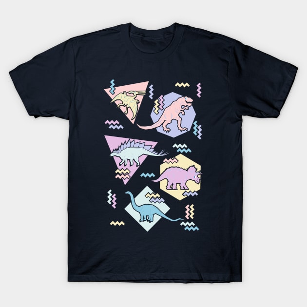 Nineties Dinosaurs Pastel T-Shirt by chobopop